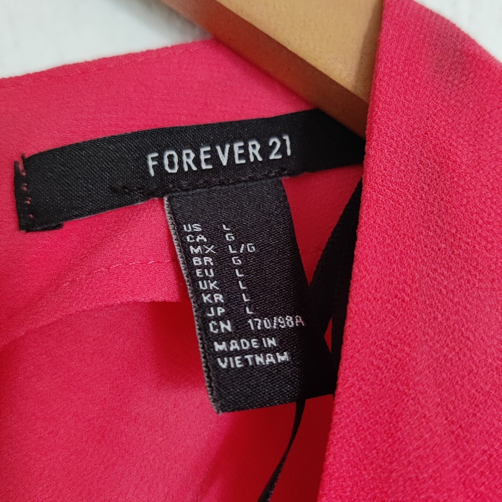 Forever 21 Front Deep V Flutter Sleeve Flowy Summer Dress Bright Coral Size L - Picture 11 of 16